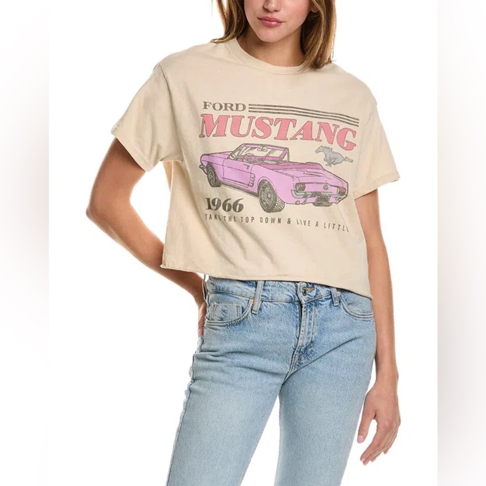 Junk Food Clothing Ford Mustang 1966 Graphic Crop Tee XS
